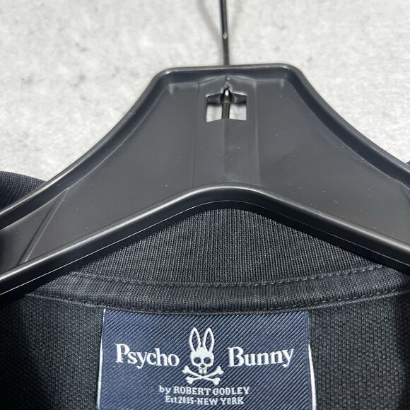 Psycho Bunny Polo Shirt Mens Size 6 Large Black Pima Cotton Embroidered Golf - Picture 9 of 11